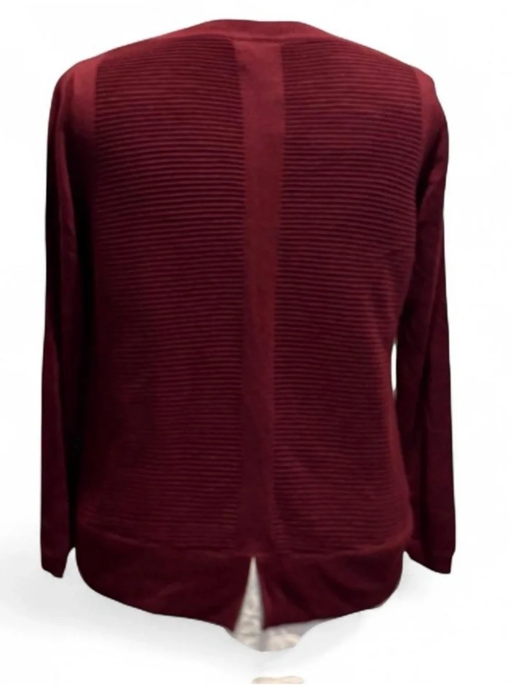 Hilary Radley Burgundy Layered-Look Crewneck Sweater
